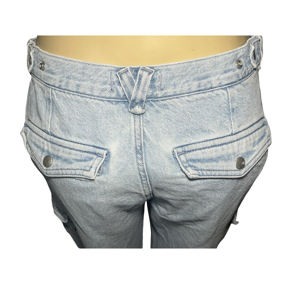 Madewell Jeans Womens 29 Light Wash Blue Low-Slung Cargo Denim Tapered Leg - Picture 4 of 14